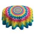 thumbnail image 4 of Colorful Tie Dye Spiral Mandala Pattern Round Tablecloth 60"x60",Wrinkle Wipeable Table Cloth for Kitchen Dining Room Picnic Patio Party, 4 of 6