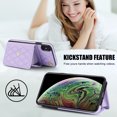 thumbnail image 3 of for iPhone X/XS Back Case, Luxury Ultra Slim Shockproof PU Leather Card Slots Kickstand Magnetic Snap Shoulder Strap & Wristlet RFID Blocking Phone Cover for iPhone X/XS, Violet, 3 of 9
