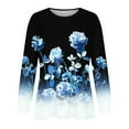 thumbnail image 4 of Enjoytime Womens Flower Printed Blouses Long Sleeve Crewneck Pullover Shirts Tops Loose Fit Casual Women Fall Winter Clothes Trendy 2025, 4 of 5