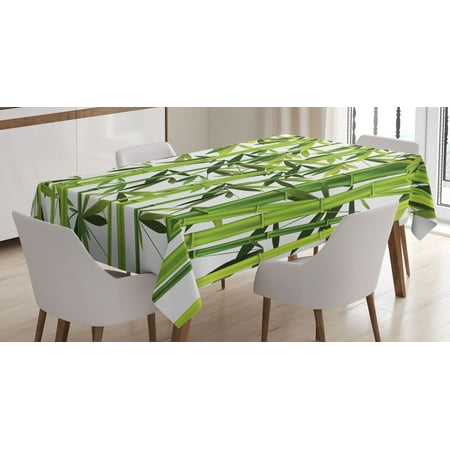 

Bamboo Print Tablecloth Fresh Green Plant with Leaves in Garden Nature Growth Ecology Feng Shui Theme Rectangular Table Cover for Dining Room Kitchen Decor 60 X 90 Green White by Ambesonne