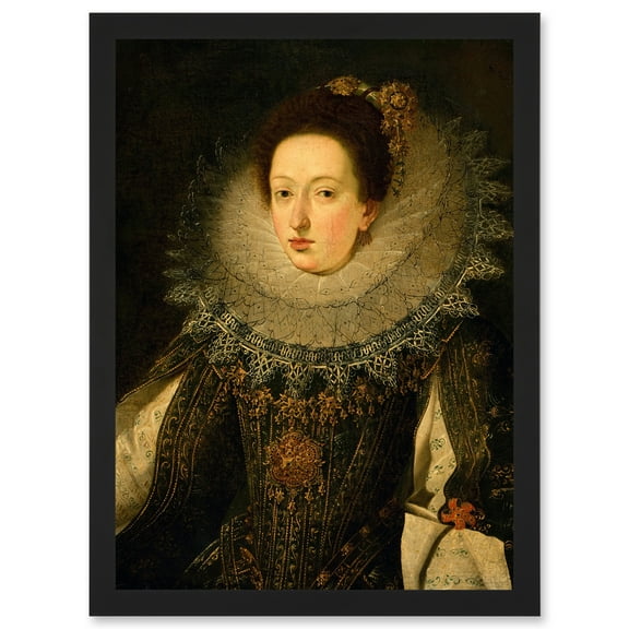 Painting Portrait Unknown Flemish School Noble Woman Artwork Framed Wall Art Print A4