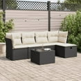 thumbnail image 1 of vidaXL 6 Piece Garden Sofa Set with Cushions Black Poly Rattan, 1 of 5