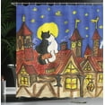 thumbnail image 4 of Ambesonne Romance Shower Curtain, 2 Lover Cats with Sky, 69"Wx84"L, Multicolor, 4 of 5