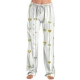thumbnail image 6 of Valentine Sleep Pants for Women Heart Print Pajama Pants Soft Wide Leg Lounge Wear Comfortable Pajama Bottoms with Drawstring White S, 6 of 8