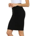 thumbnail image 3 of Knee Length High Waist Stretch Pencil Skirt - Black - Large, 3 of 4