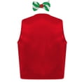 thumbnail image 4 of Mufeng Kids Boys Christmas Elf Outfit Sparkly Sequins Santa Helper Waistcoat Vest With Bow Tie Xmas Red 4, 4 of 7