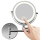 thumbnail image 1 of Espejo de maquillaje de pared, espejo de tocador con iluminación LED de doble cara y aumento de 10x para baño, giratorio 360°, recargable por USB y con brazo extensible de 18 cm, cromado., 1 of 8