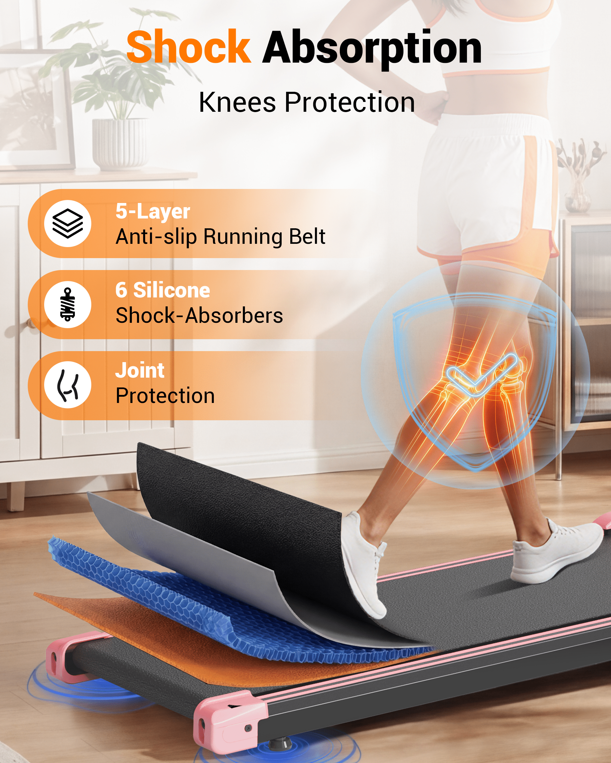 TKW 3-in-1 Under Desk Walking Pad Treadmill, Portable Compact walk pad for Apartment Gym & Small Space, 200 lbs Capacity Walking Pad walkingpad treadmill, Pink