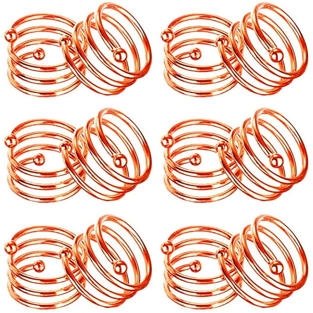 Napkin Rings, 12 Piece Metal Napkin Rings for Wedding Dinner Birthday Table Decoration (Rose Gold)