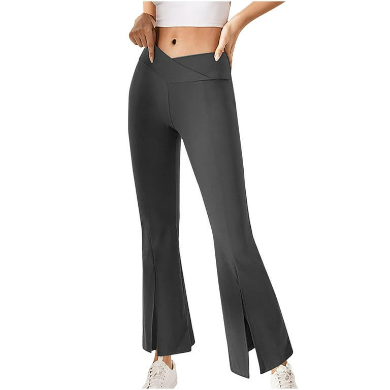 KINPLE Women's Flare Yoga Pants with Pockets-V Crossover High