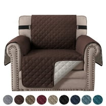 SHANNA Sofa Covers for Armchair, Water Repellent Reversible Quilted Sofa Slipcovers, Non Slip Sofa Covers 1 Seater, Furniture Protector with Elastic Strap for Pets Kids Dog Cat, Brown, 1-Seater