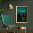 thumbnail image 2 of Fantasy Wall Art with Frame, Medieval Boats Birds Flying Adventure Illustration, Printed Fabric Poster for Bathroom Living Room, 23" x 35", Sand Brown Dark Teal, by Ambesonne, 2 of 2