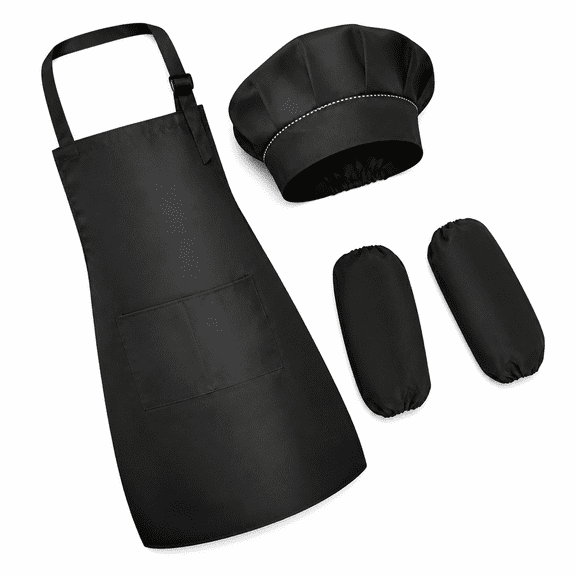 FLORNIX Chef Hat and Apron Set,Black L