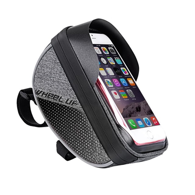 Bicycle Frame Bags, Waterproof Bicycle Top Tube Pouch, Touchscreen Bicycle Handbar Front Frame Bag, Phone Holder Bracket With Sun Visor For Smartphone Under 6 Inches