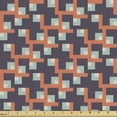 thumbnail image 1 of Abstract Art Fabric by the Yard, Geometric Style Digital Shapes Squares Along Retro Effect Details, Decorative Upholstery Fabric for Sofas and Home Accents, Salmon and Eggplant by Ambesonne, 1 of 5