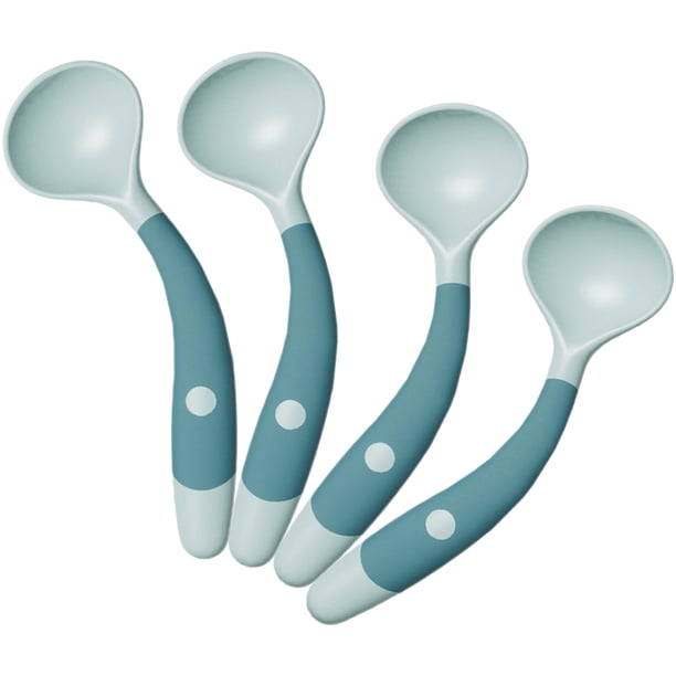 KAKOWELY 4 cucharas de aprendizaje para bebés y niños pequeños. Cucharas de plástico para bebés.
