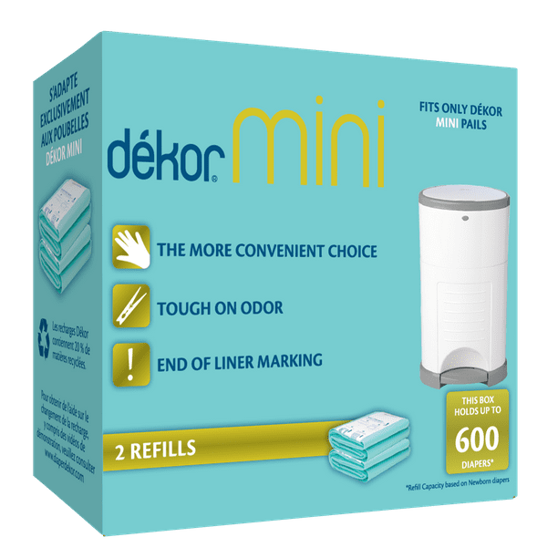 Dekor Mini HandsFree Diaper Pail Refills, 2 Refills