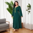thumbnail image 2 of AURA Women Plus Size V Neck Elegant Maxi Dress Long Sleeve Waist Tie Modest Formal Dress, 2 of 8