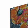 thumbnail image 2 of Luxe Metal Art 'Orange Poppies on Blue' by Linda Woods, Metal Wall Art, 12"x12", 2 of 9