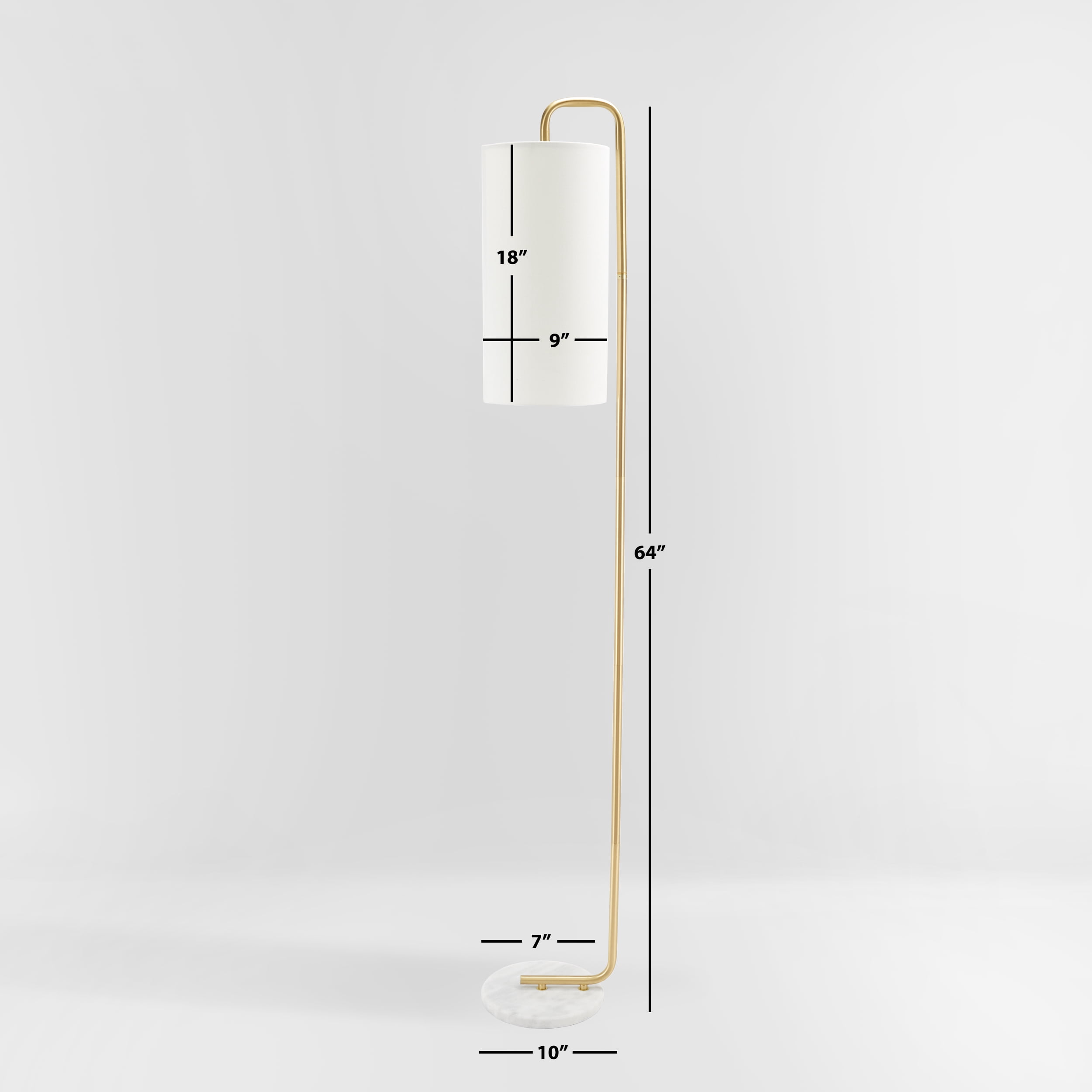 SAFAVIEH Troilus 64 in. Modern White Ceramic Floor Lamp with White Linen Shade, 7.00 x 10.00 x 64.00