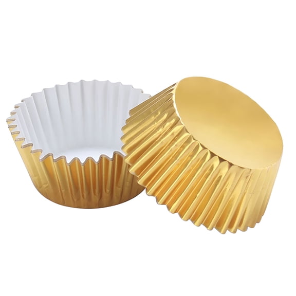 ACDANC 100pcs Aluminum Thickened Foil Cups Cupcake Liners Mini Cake Muffin Molds Baking Molds (Golden)