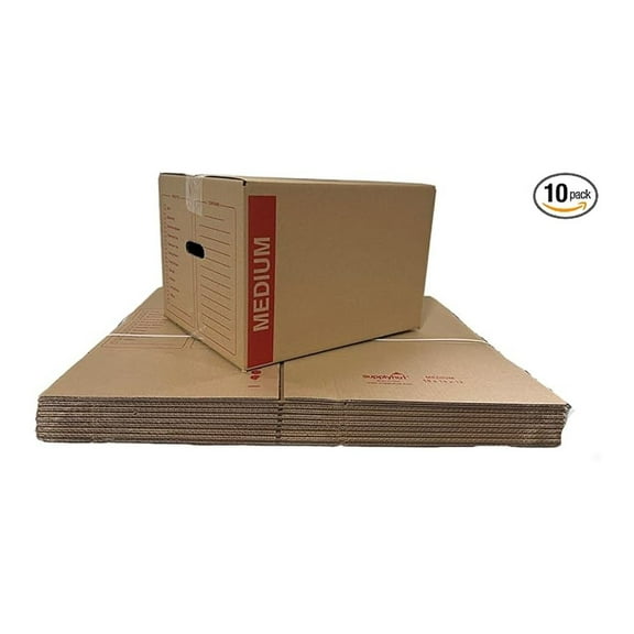 10 - Pack Medium Cardboard Moving Boxes 18x14x12 32 ECT With Handles