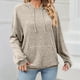 thumbnail image 5 of Sudadera con Capucha de Punto Acanalado para Mujer, Sudaderas Extragrandes con Bolsillo Tipo Canguro, Tops Casuales Holgados con Cordón Caqui L, 5 of 7