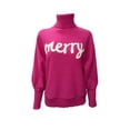thumbnail image 5 of Argulvti Women's Christmas Sweaters Acrylic Long Sleeve Turtleneck Letter Embroidery Pullover Casual Knit Tops, 5 of 7