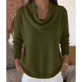 thumbnail image 6 of Women Knit Winter Clothes Casual Loose Sweaters Fall Fashion Cowl Neck Long Sleeve Trendy Pullover Green S, 6 of 7