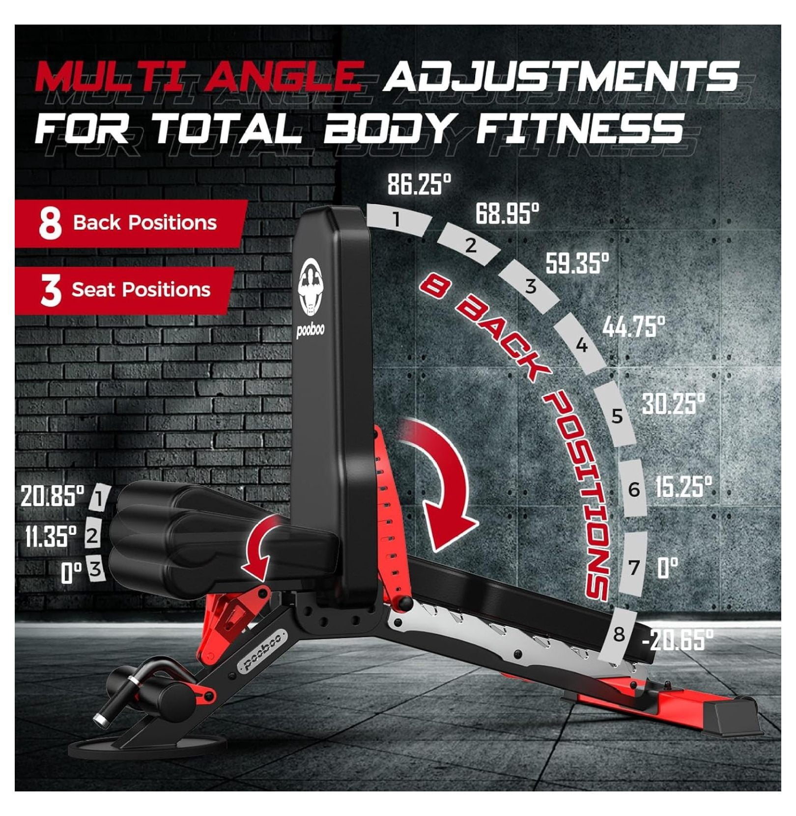 Adjustable Weight , Heavy Duty 1500LBS Capacity, 8 Positions Workout Press for Home Gym - Strength Training Bench