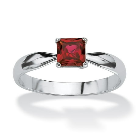 Sapphire Stick - Princess-Cut Birthstone Solitaire or Stack Ring in Sterling Silver - September- Simulated Sapphire