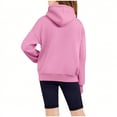 thumbnail image 4 of HomeDM Girls Sweatshirts Quarter Zip Long Sleeve Hooded Pullover Tops Kids Solid Color Lightweight Fall Winter Hoodies with Pocket Thumbholes, Pink Size 5-6 Years, 4 of 9