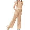 thumbnail image 3 of Girls Cap Sleeve Solid Color Jumpsuit Summer Children Kids Wide Leg Loose Jumpsuit, 3 of 6
