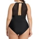 thumbnail image 5 of Traje de baño de talla grande para mujer, traje de baño de una pieza con control de abdomen, traje de baño de cuello alto, traje de baño fruncido, 5 of 6