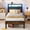 Black, variant on Kbun Full Bed Frame with Charging Station and LED Lights, Full Size Platform Bed with Metal Slats, Upholstered Headboard with 2-Tier Storage Shelves, No Box Spring Needed