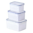 thumbnail image 2 of Heliisoer 3PC Fruit Vegetable Storage Containers For Fridge Draining Fresh Containers Produce Storage Containers Large Organizer Bins With Lid Colander, 2 of 9