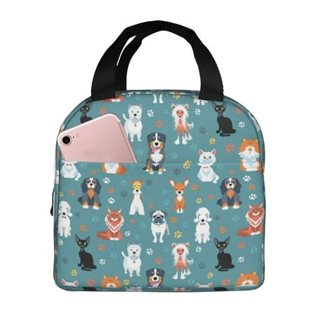 Insulated Lunch Bag for Women Men - Cute Dog colorful Leakproof Cooler Lunch Box for Women Men  Lunch Tote Bags for Work School Picnic Travel