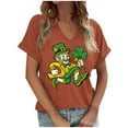 thumbnail image 4 of NuoCaiYun St Patricks Day Tops for Women V Neck Funny T-Shirt Irish Shamrock Graphic Short Sleeve Clover Tee, 4 of 6