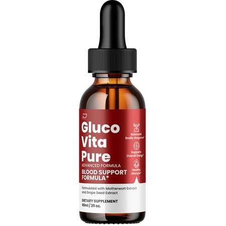 Gluco Vita Pure Drops Healthy Formula - GlucoVita Pure Liquid All Natural Healthy Levels Extra Strength GlucoVitaPure Reviews 1 Pack 1 Month Supply