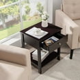 thumbnail image 3 of Gymax 2PCS 2-Tier Nightstand Modern Side End Table w/ Drawer & Open Shelf Brown, 3 of 6