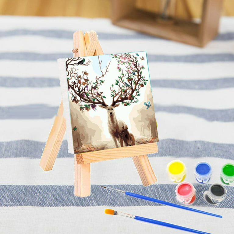 Mini Canvases Panels for Painting with Mini Easel Small Art Painting  Canvases Sets with Wood Display Easel for Kids Craft Pouring Oil Water  Color