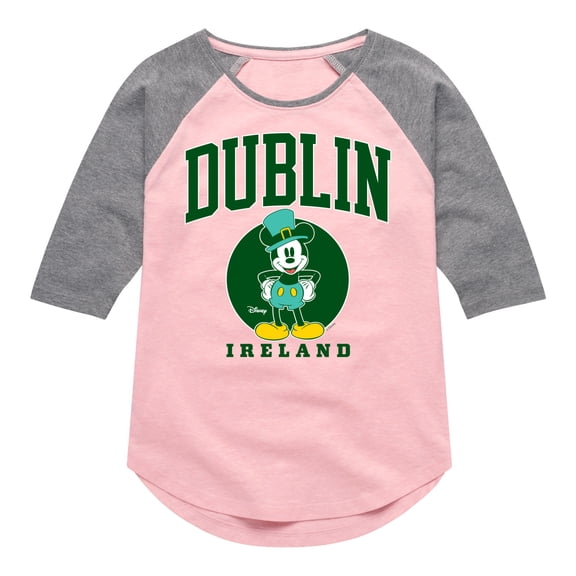 Disney - Mickey & Friends - Dublin Ireland - Irish Mickey - Toddler And Youth Girls Raglan Graphic T-Shirt