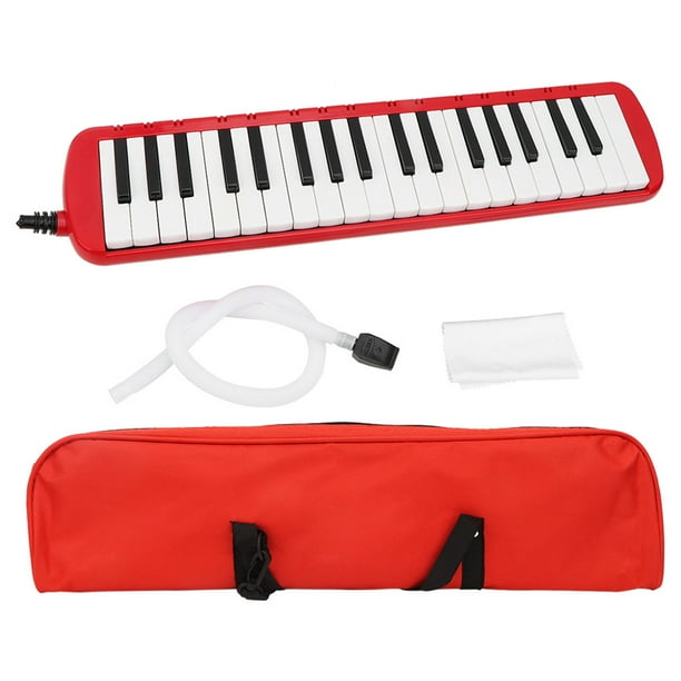 Piano melódica de 37 teclas para principiantes con funda de transporte (rojo)