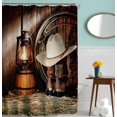 thumbnail image 3 of 4PCS/Set Western Cowboy Shower Curtain set, Waterproof Fabric Bath Curtain, Brown Rustic Barn Wooden Board Vintage Country Farmhouse Bathroom Decor, Non-slip Bathroom Mat Toilet Rug, Boots & Hat, 3 of 7