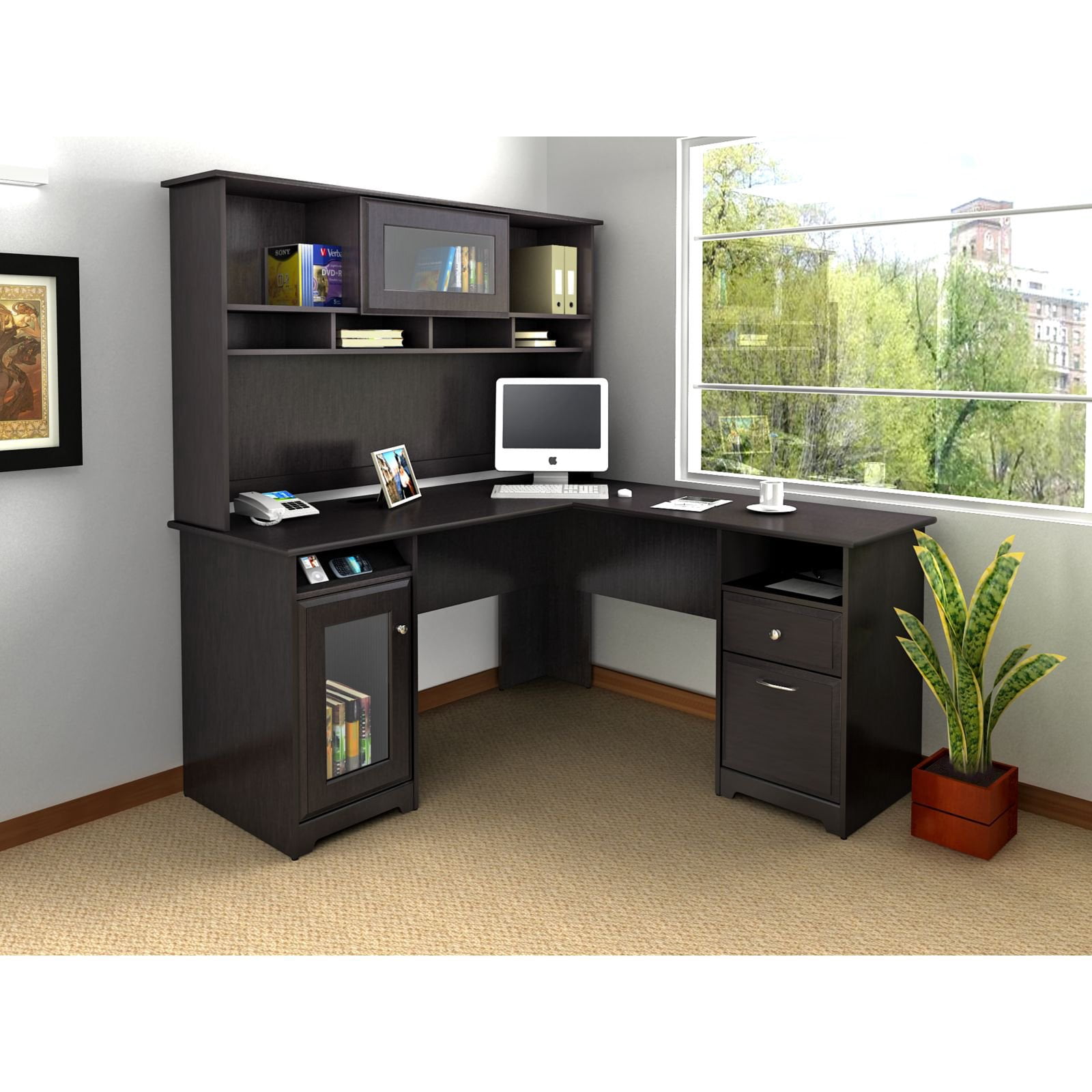 Bush Cabot L Shaped Desk With Optional Hutch Walmart Com