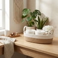thumbnail image 6 of Aneralied Woven Storage Basket with Handle Boho Cotton Rope Bathroom Countertop Organizer Basket Bathroom Decor 13X6in, 6 of 6