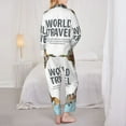 thumbnail image 5 of Kll World Travel Print Women'S Long Sleeve Pajamas With Pants Sleepwear Loungewear 2 Set-Large, 5 of 9