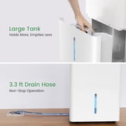 Waykar 5000 Sq. Ft. 80 Pint Dehumidifier for Basements & Home, No Daily Tank Emptying, Portable Dehumidifier with Continuous Drain Hose, Auto Defrost, 25 Pint DOE Energy Star
