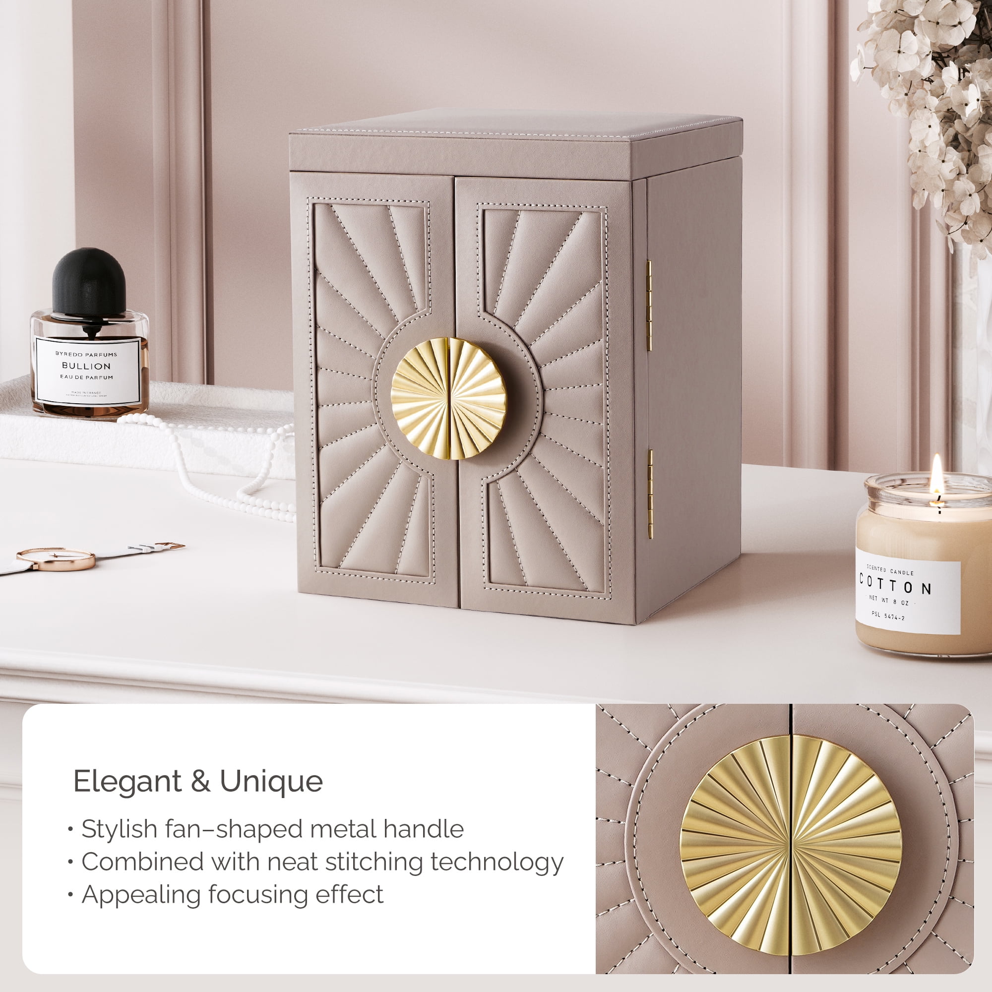 Casegrace 6-Tier Huge Jewelry Box for Women Girls with Mirror 5 Drawers Organizer Necklace Ring Earring Storage Opening Door Gift Case