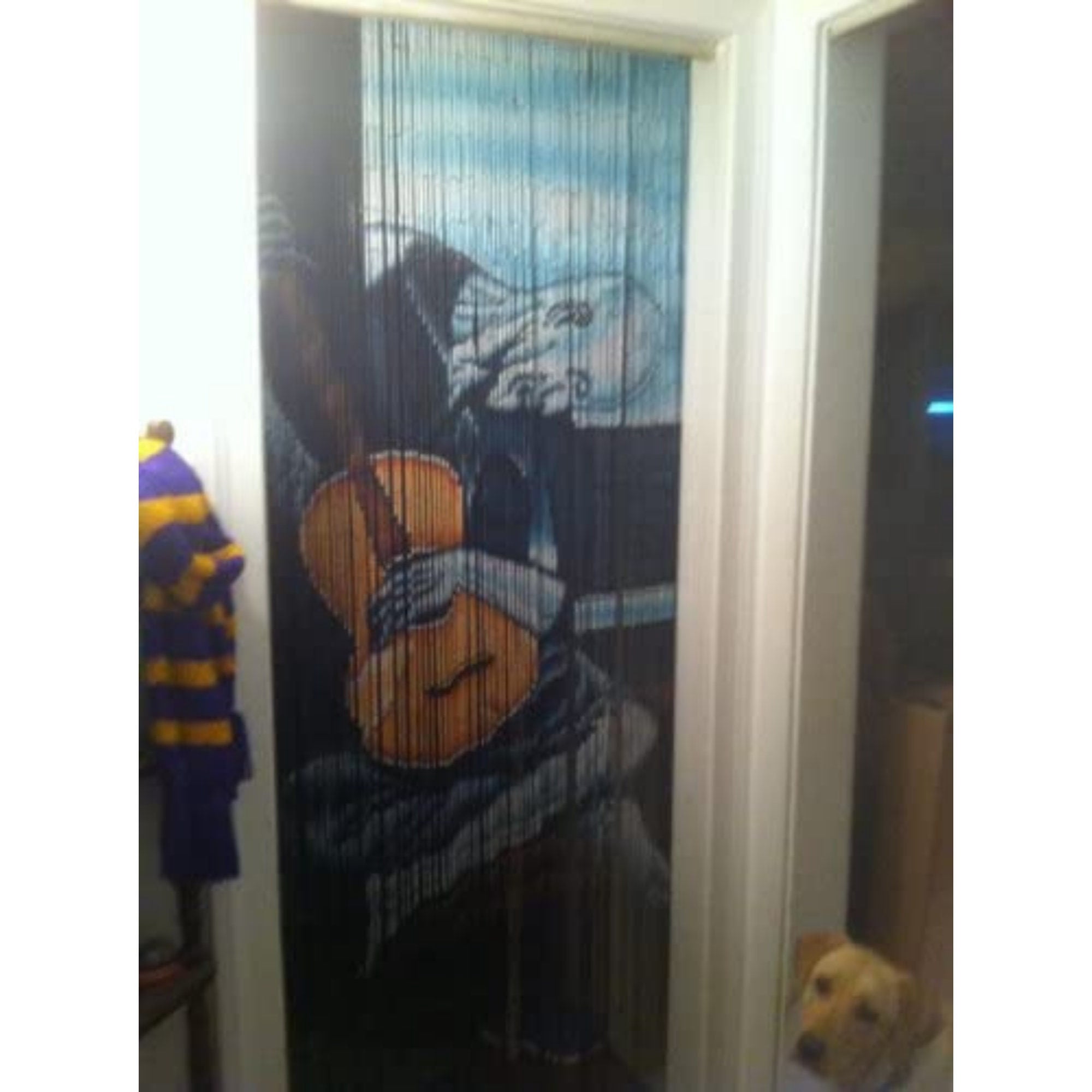 Vauluxe Vintage Blue Old Guitarist - Picasso Beaded Curtains, 36 x 79 Inches, 125 Strands